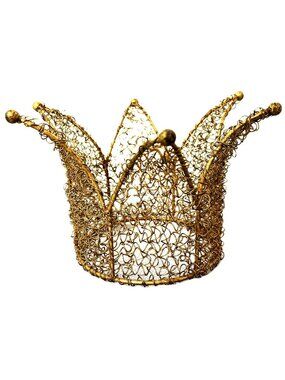 Handcrafted Six Point Rustic Gold Wired Crown 5” Dia x 5” tall 6 Pointed Baronial Coronet, LARP, Tiara Tuesday Autumn Crown  main image 3